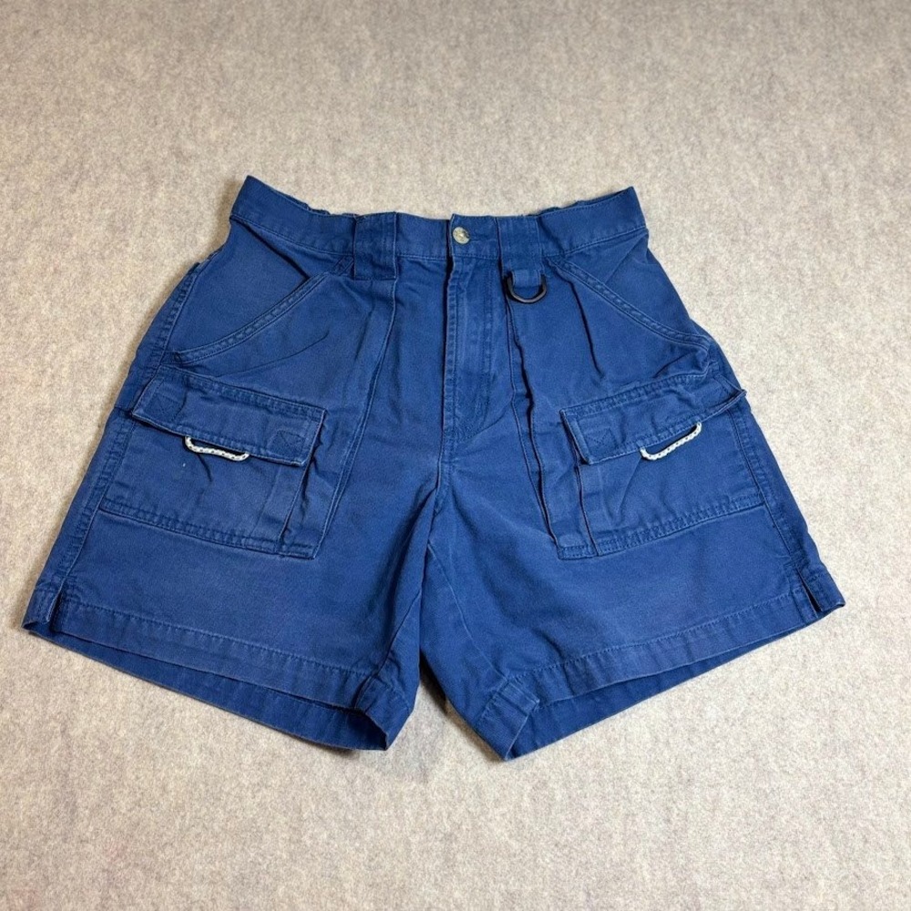 Columbia PFG Cargo Shorts Mens S Blue Cotton Canvas Utility Fishing Classic Y2K